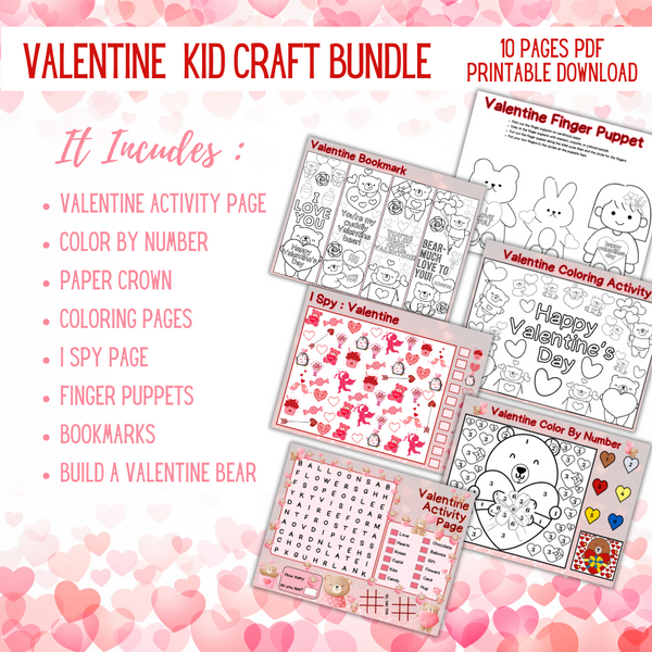 Valentine's Day Kids Crafts and Printables Bundle (Total 31 Pages ...