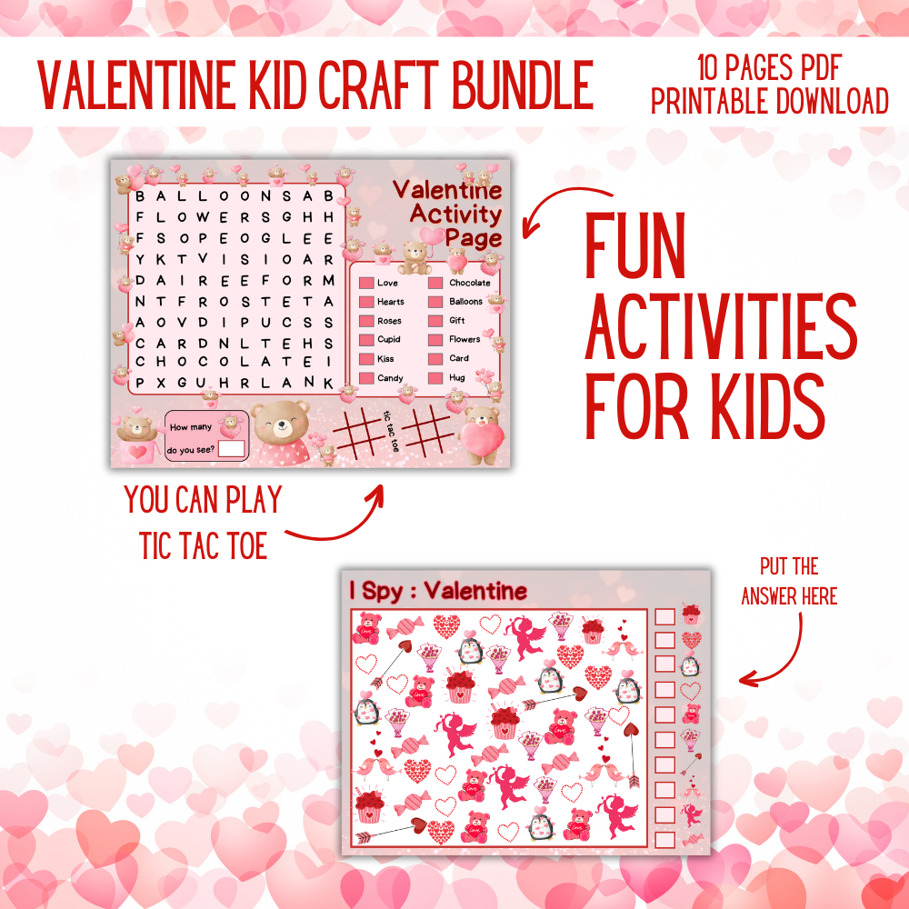 Valentine's Day Kids Crafts and Printables Bundle (Total 31 Pages ...