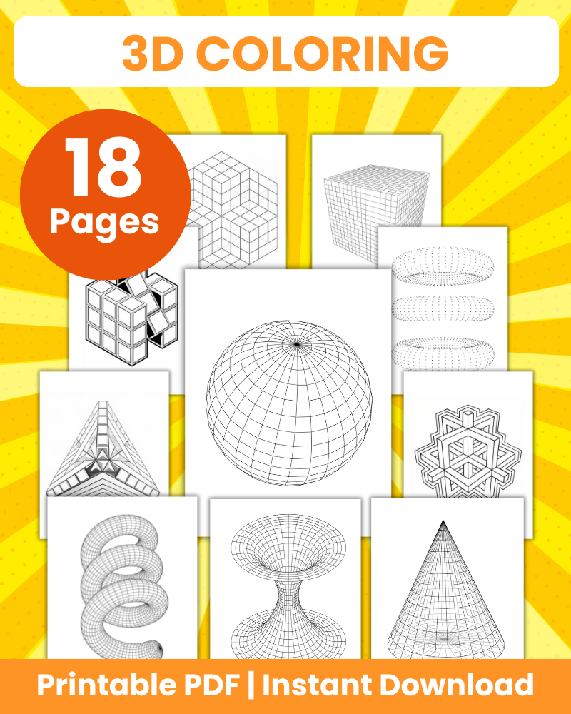 3d coloring pages