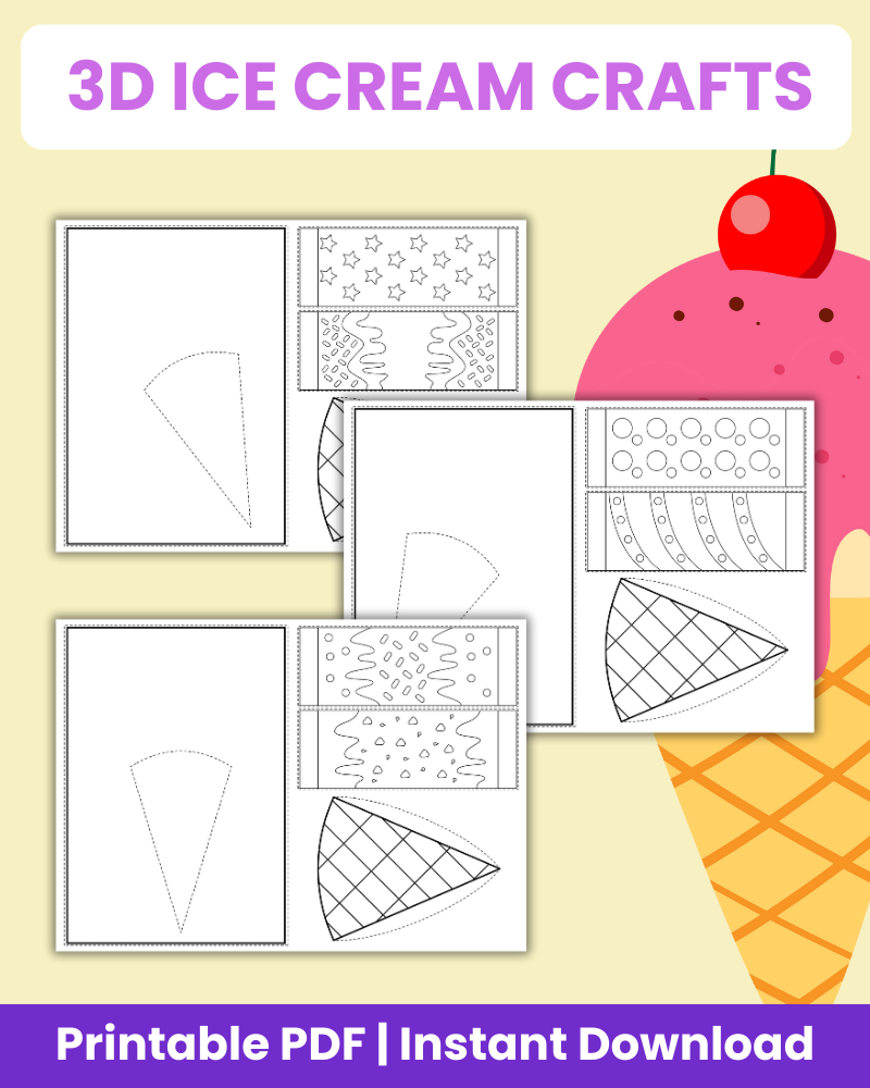 3d ice cream crafts printable 