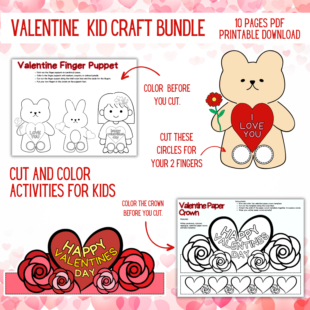 Valentine's Day Kids Crafts and Printables Bundle (Total 31 Pages ...