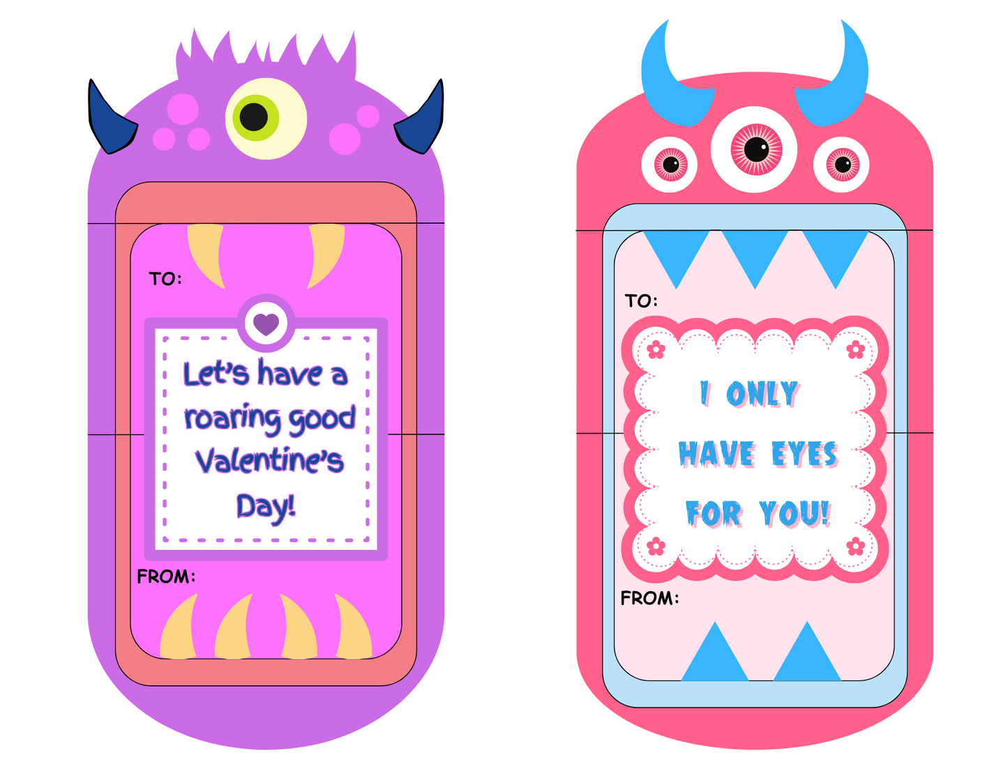 Monster-Themed Valentine's Day Cards