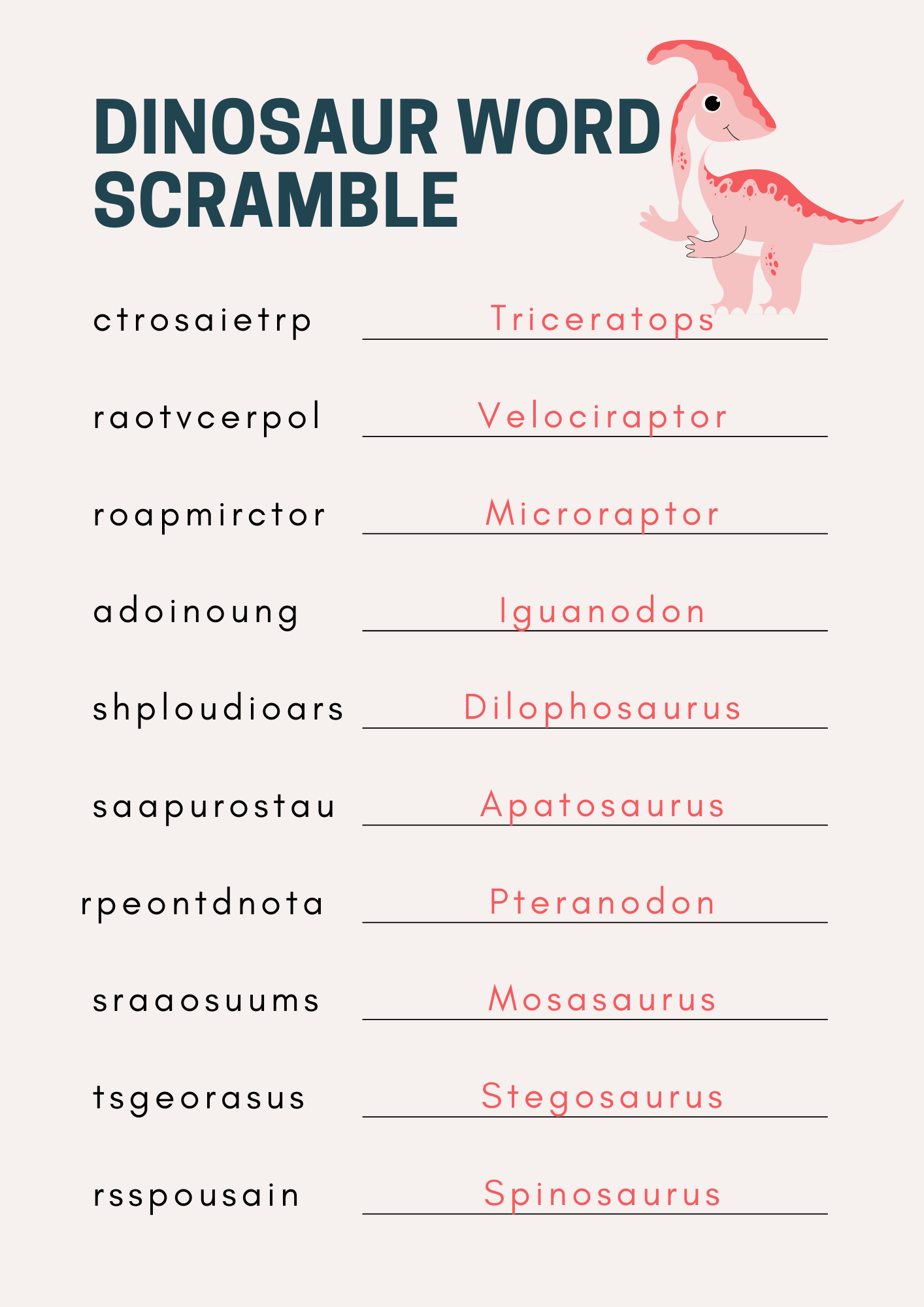 Let's Study Dinosaurs Printable Book