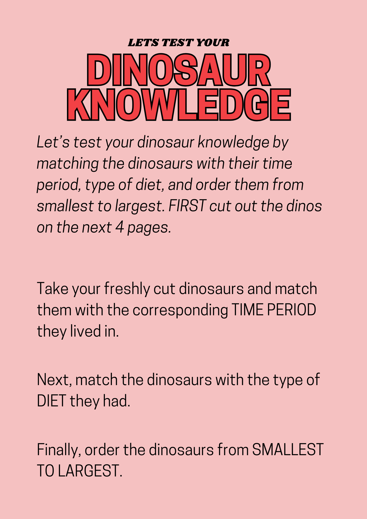 Let's Study Dinosaurs Printable Book