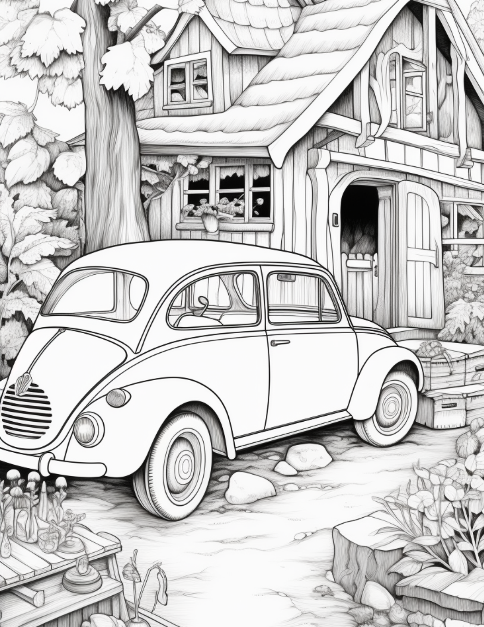 vintage bug car coloring pages