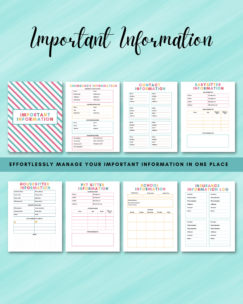 Home Management Binder - 124 Pages