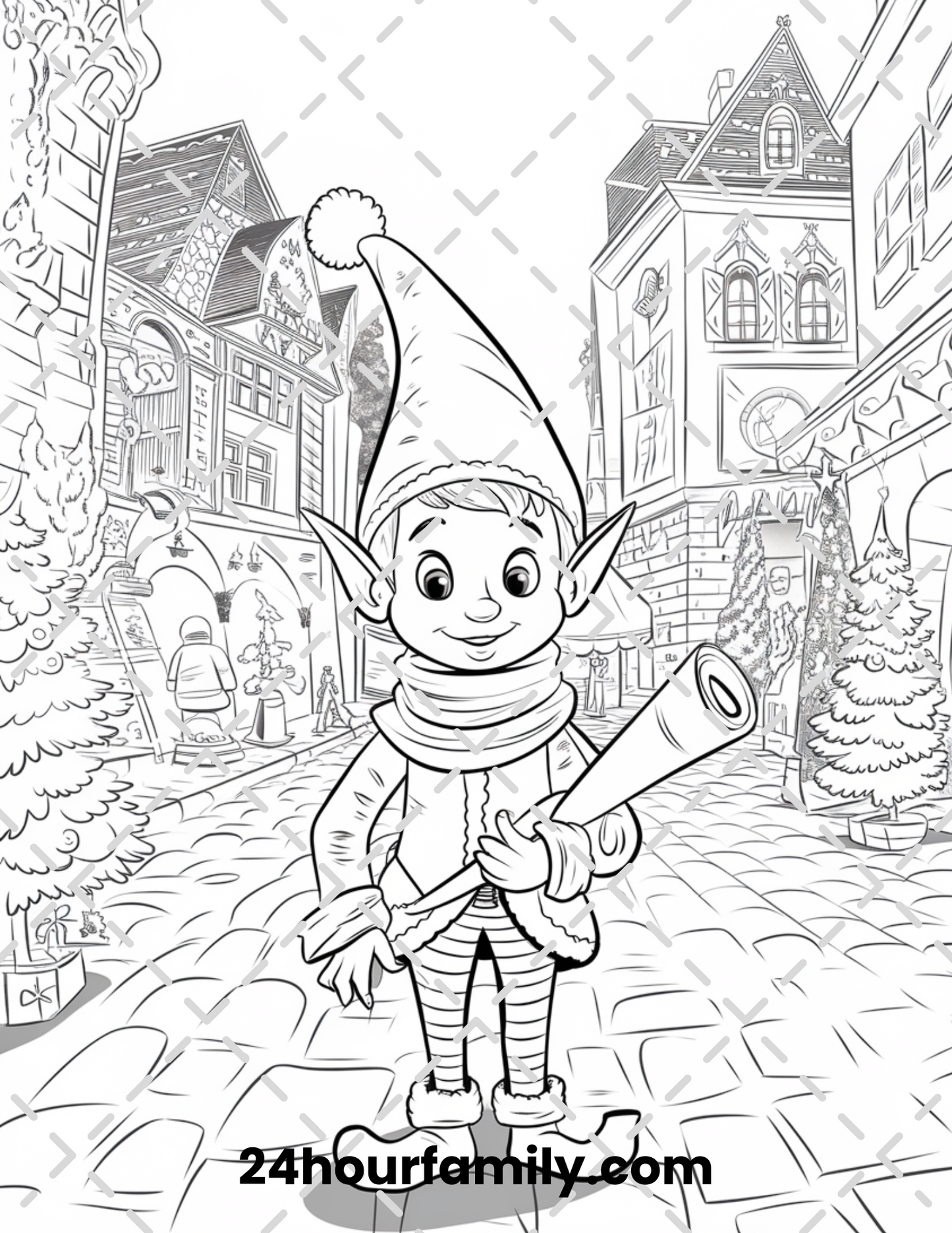 festive elf coloring pages