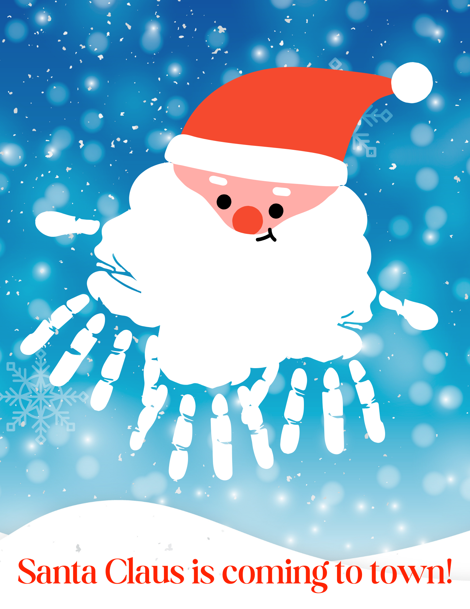 Christmas santa handprint art printable