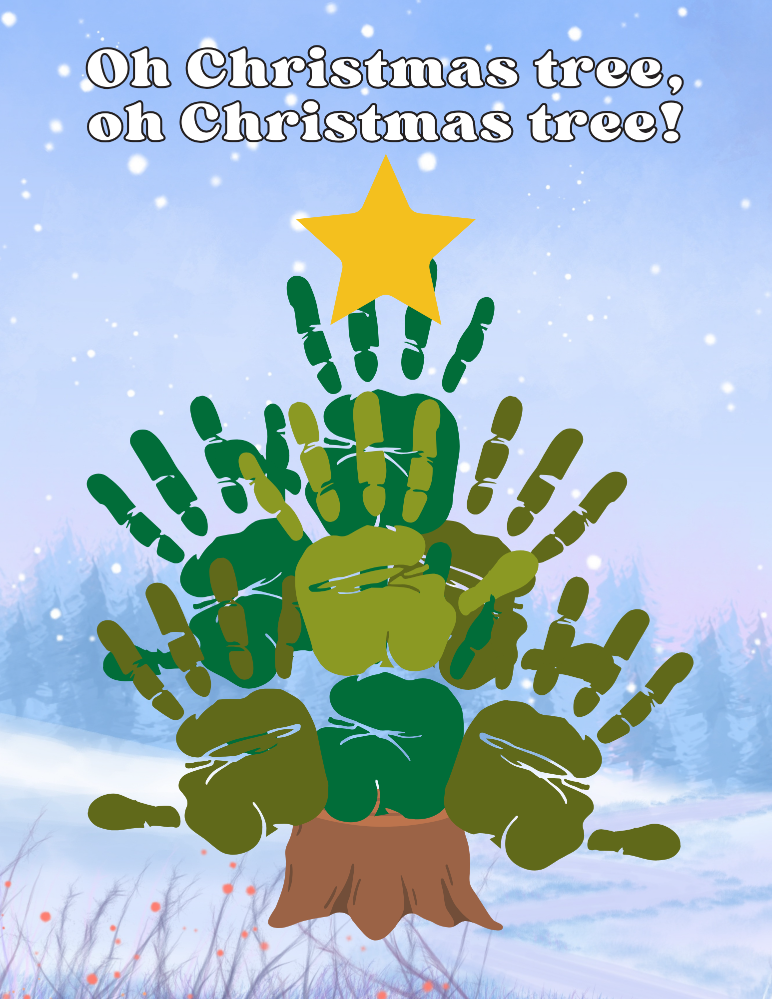 Christmas tree handprint art printable