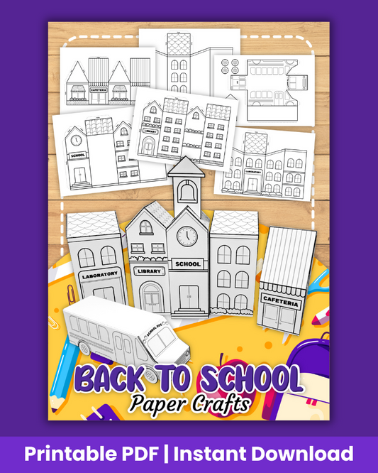 Build Back to school paper toy printable - 6 pages