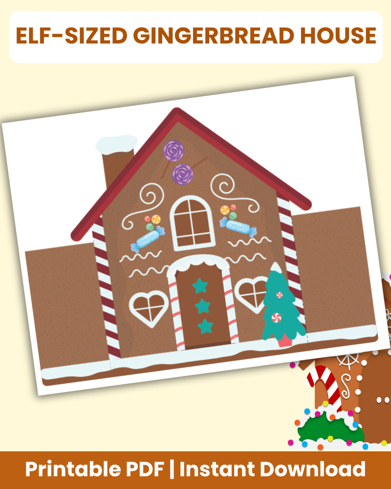 Elf-Sized Gingerbread House Template Printable