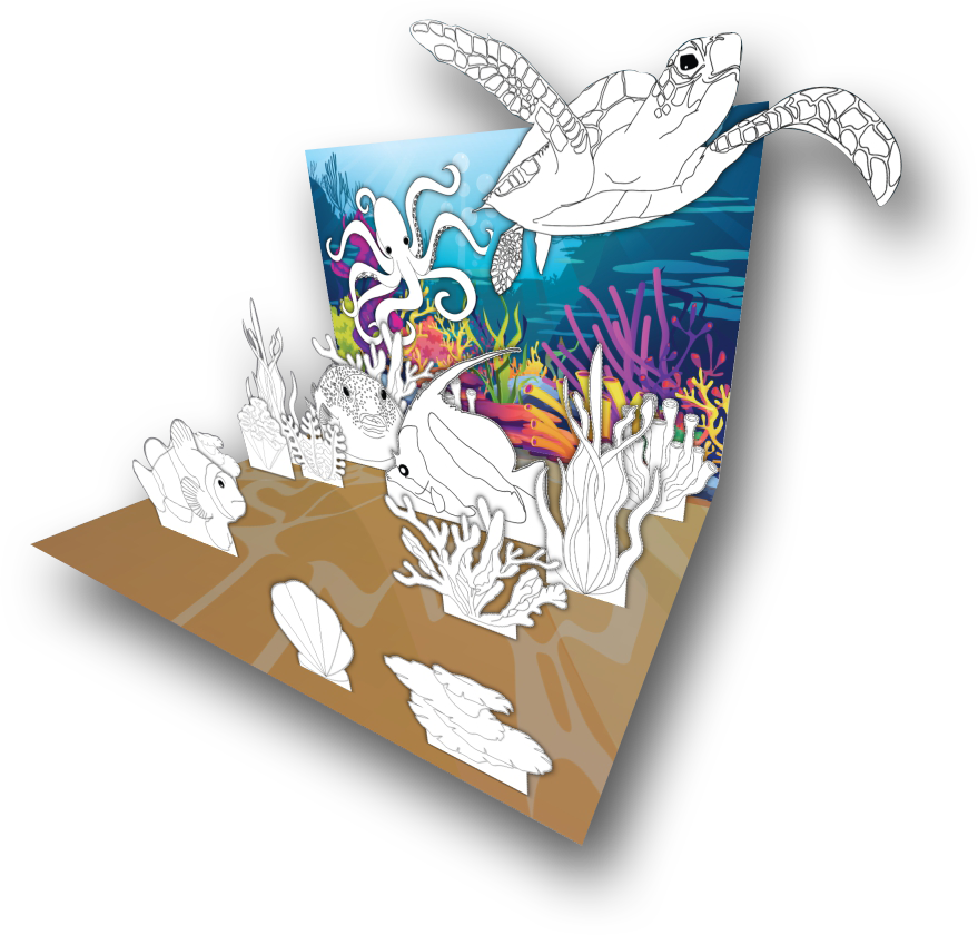 Printable Coral Reef Diorama (7 Pages) – 24hourprintables.com