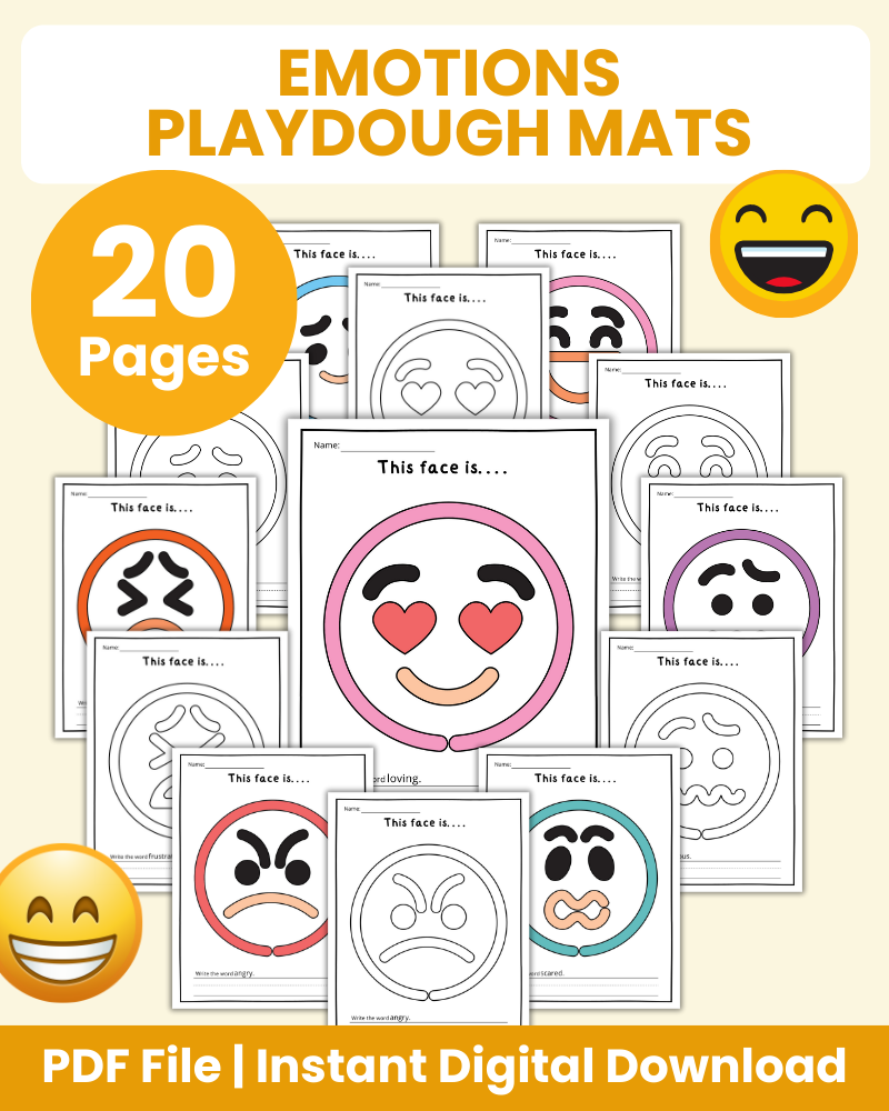 Emotions Mat Rug Emotions Playdough Mats Printable - 20 Pages – 24hourprintables.com