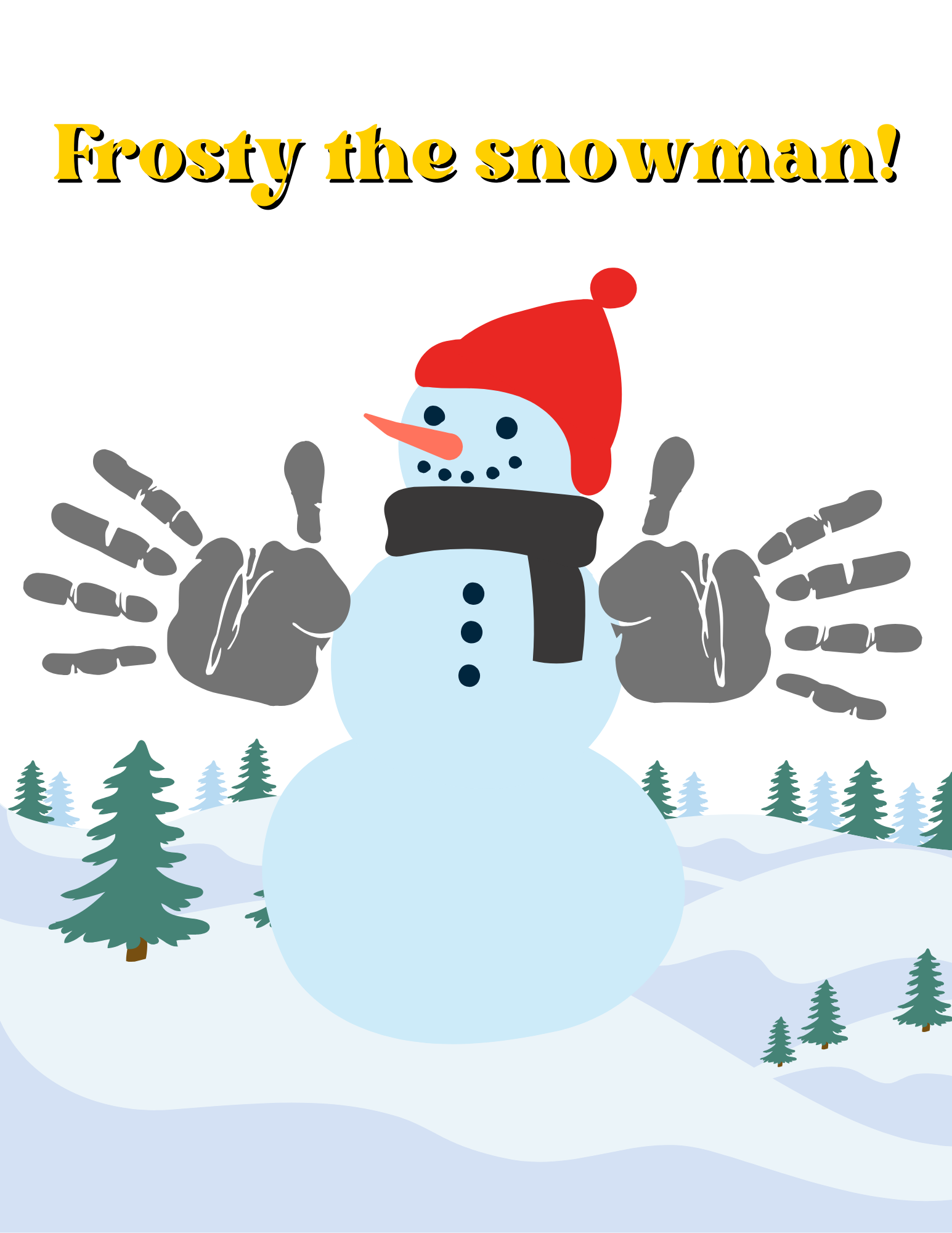 Frosty the snowman handprint art