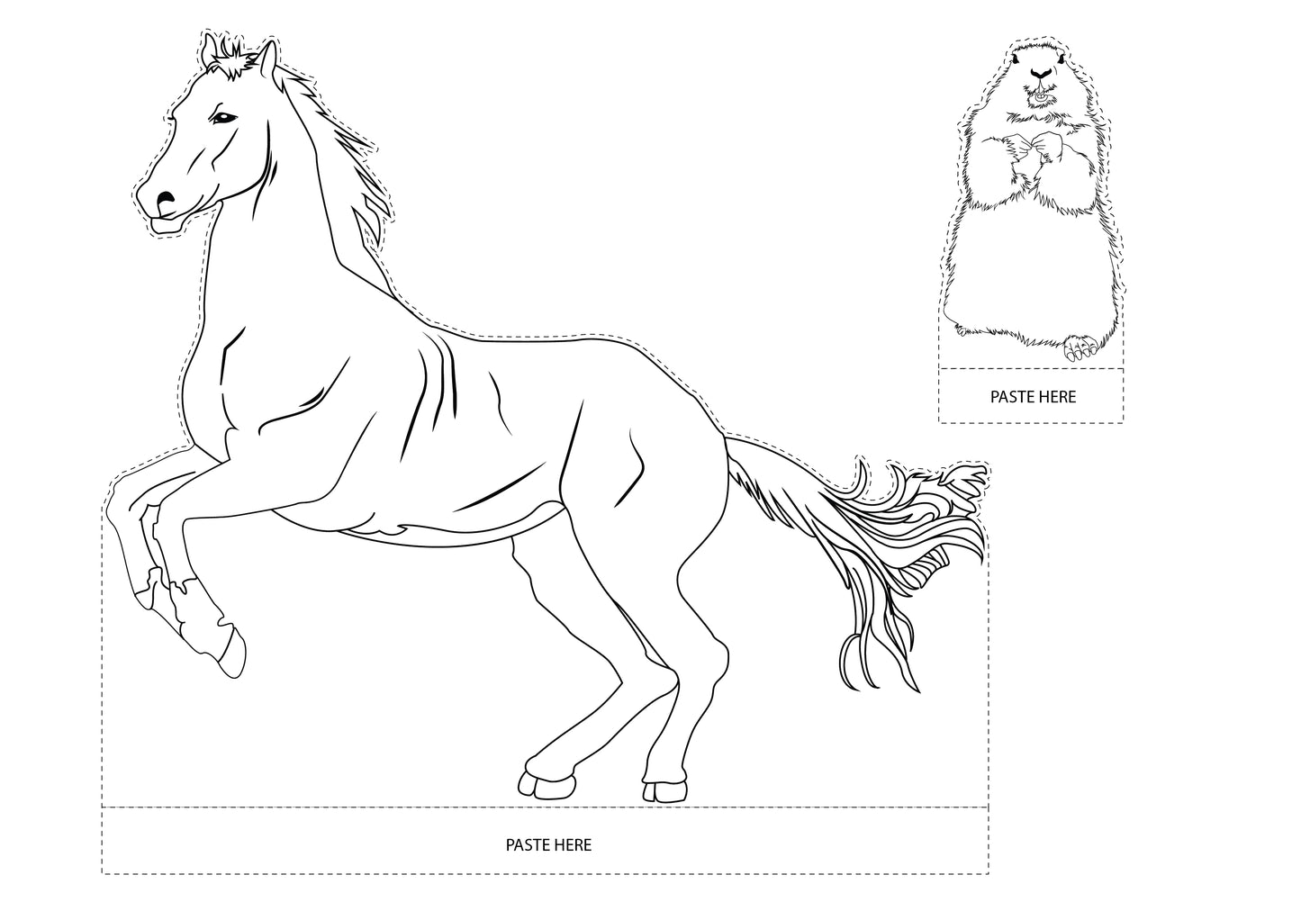 Mountain hills diorama printable for shoebox science project, horses cutout images, trees cutouts, grass cutouts