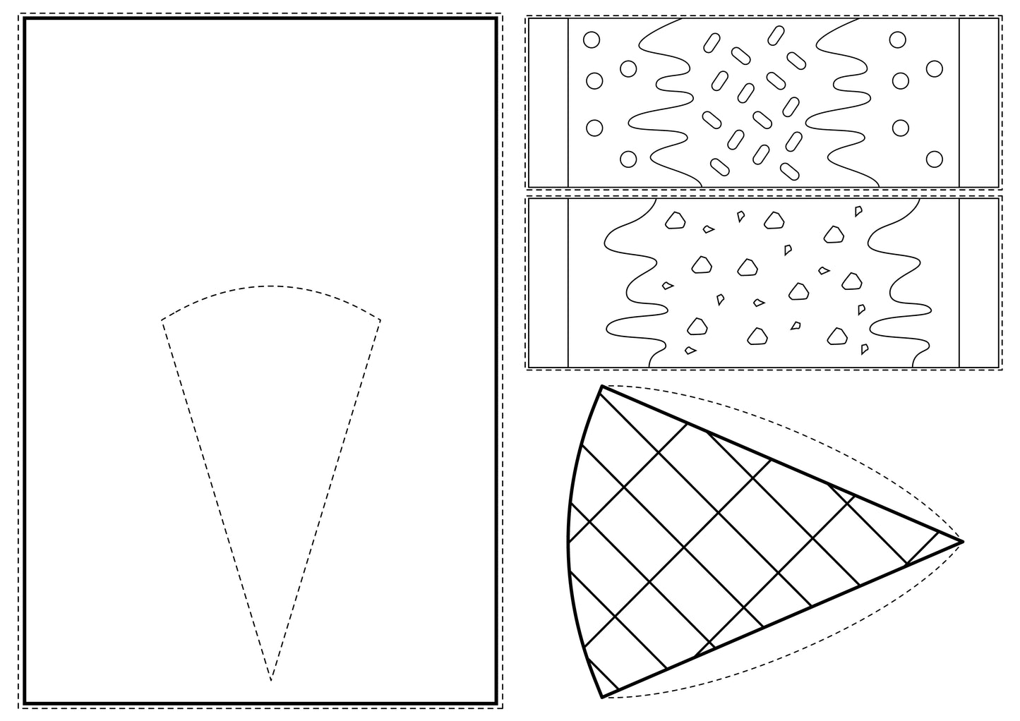 3D Ice Cream printables to cut, color, and paste to make a 3d Ice cream craft fun summer printable activities for kids at ice cream parties, ice cream printables, ice cream coloring pages