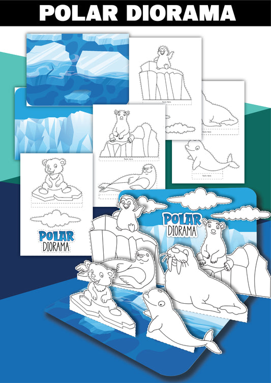 Artic Polar Bear Diorama Printable