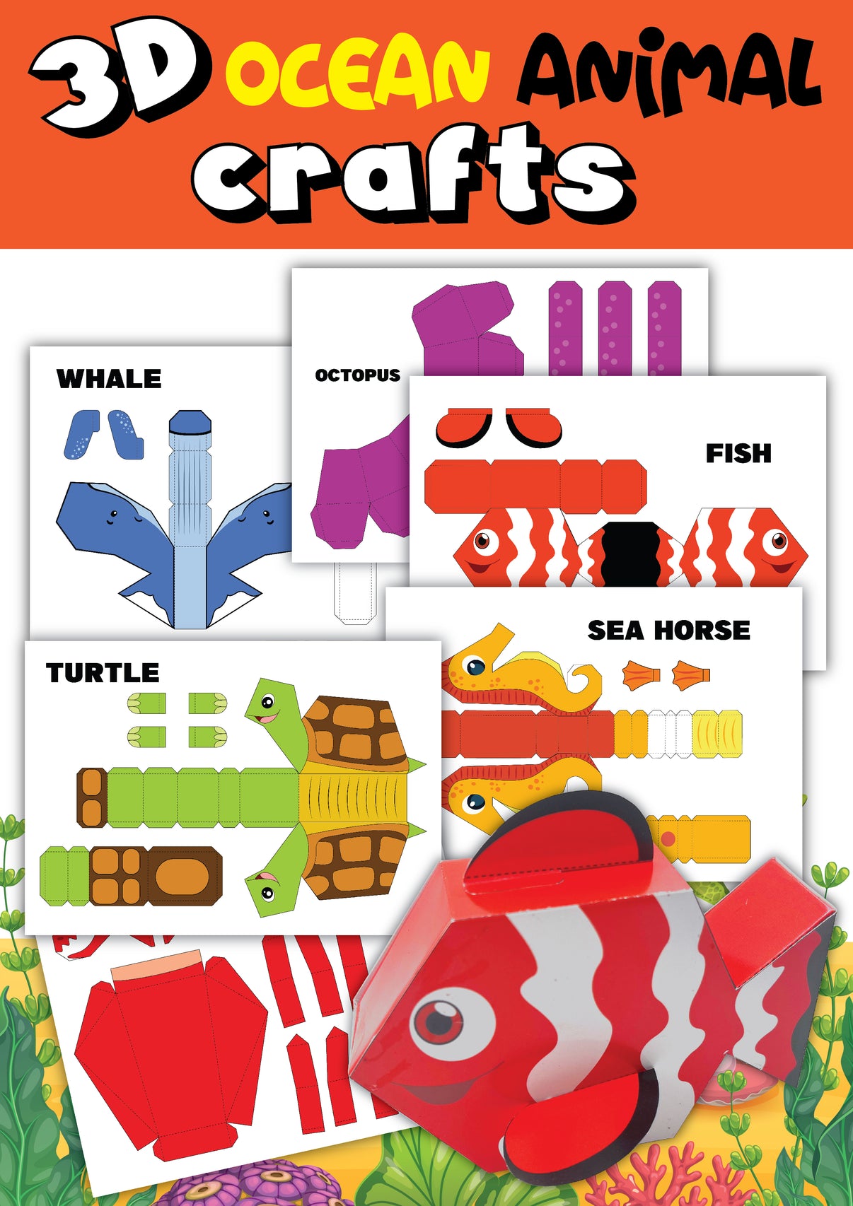 3-D Ocean Animals Cut-outs Printable – 24hourprintables.com
