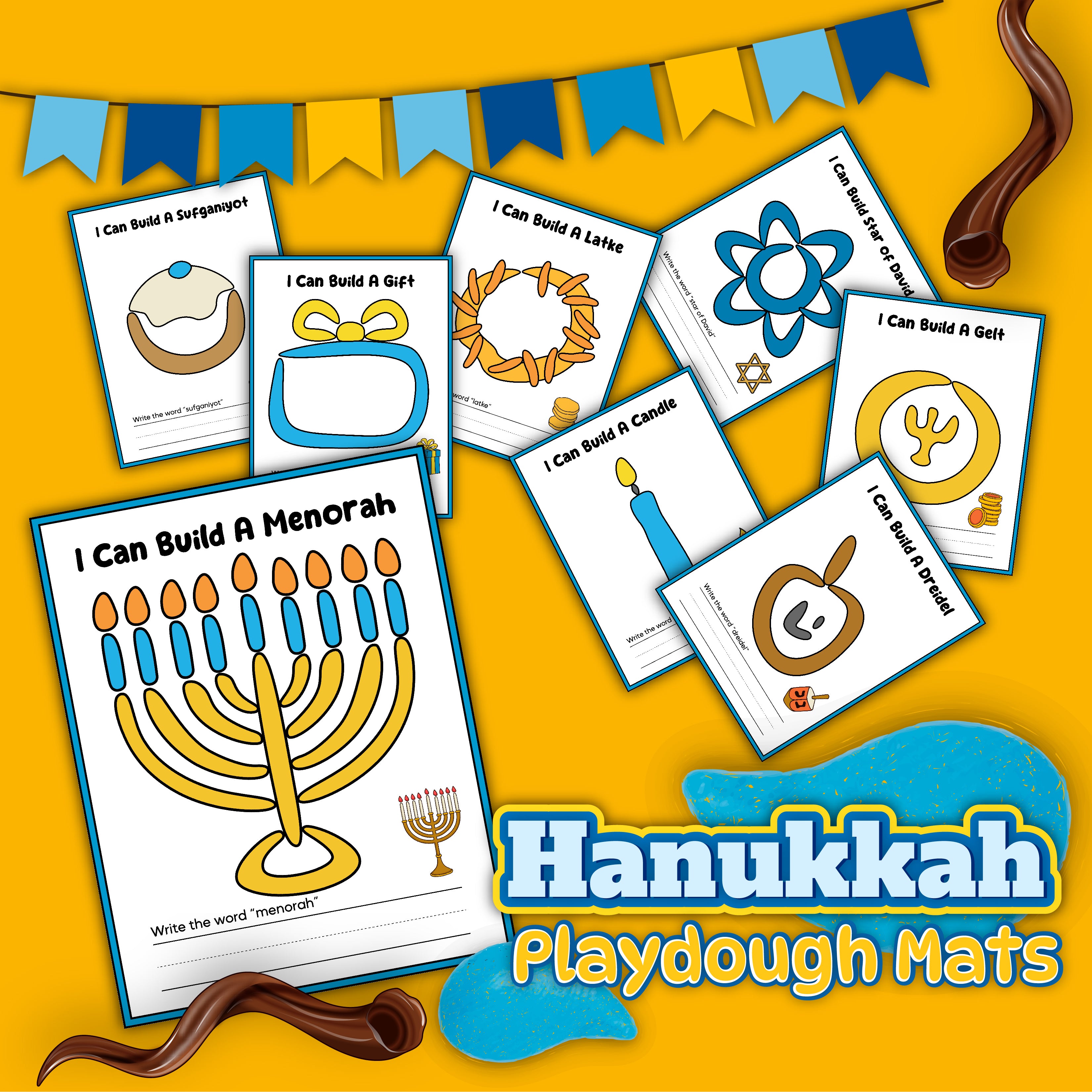 Hanukkah Playdough Mats – 24hourprintables.com