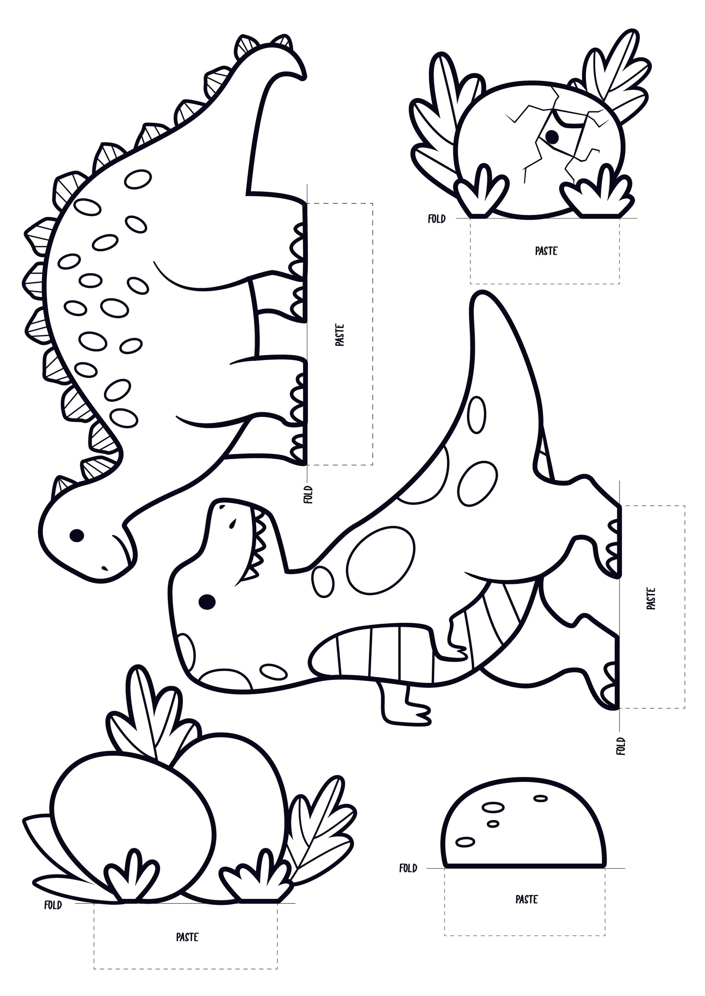 Dinoland Dinosaur printable land to build a dinoland park for kids cut out dinosaurs, mountain volcano, palm trees, grass to build an entire dino land