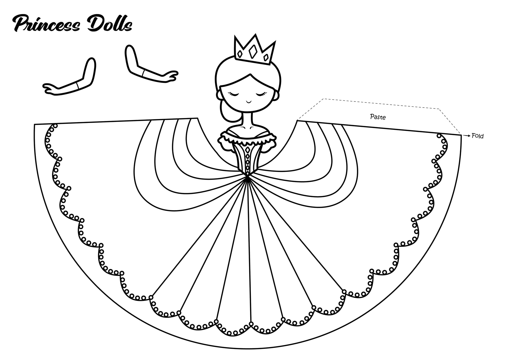 princess dress paper cut out Princess dress Valentines for Lolliop