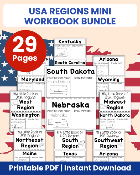 USA regions mini workbook bundle