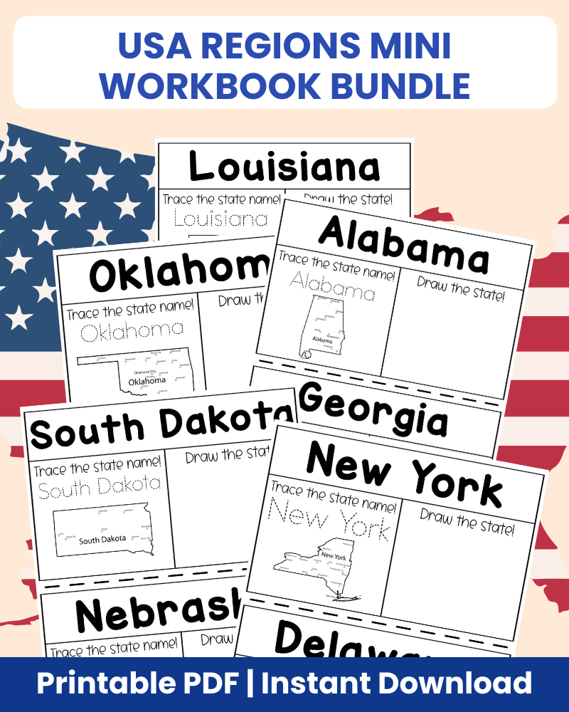USA regions mini workbook bundle