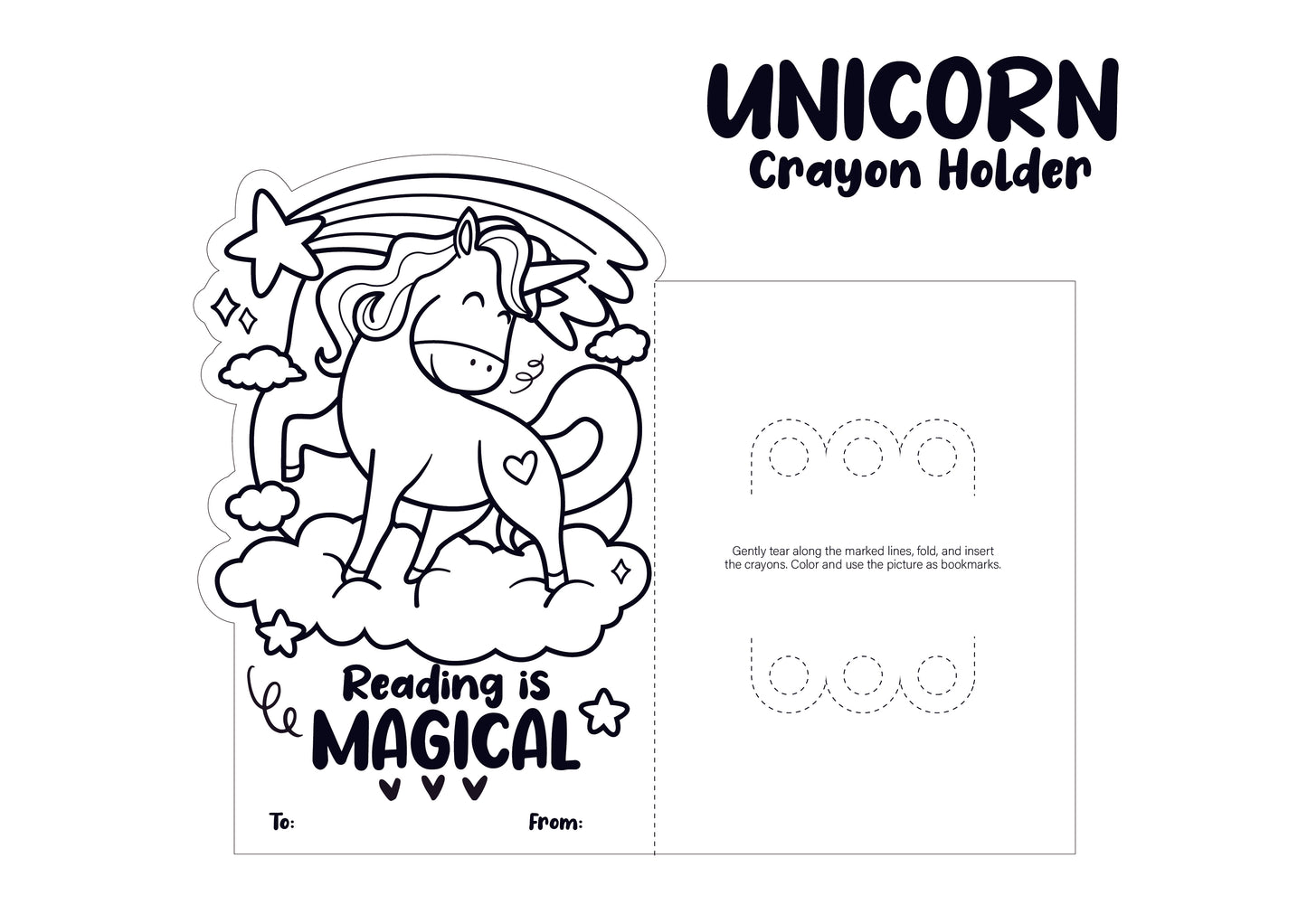 Unicorn-Themed Valentine's Day Crayon Holders Cards