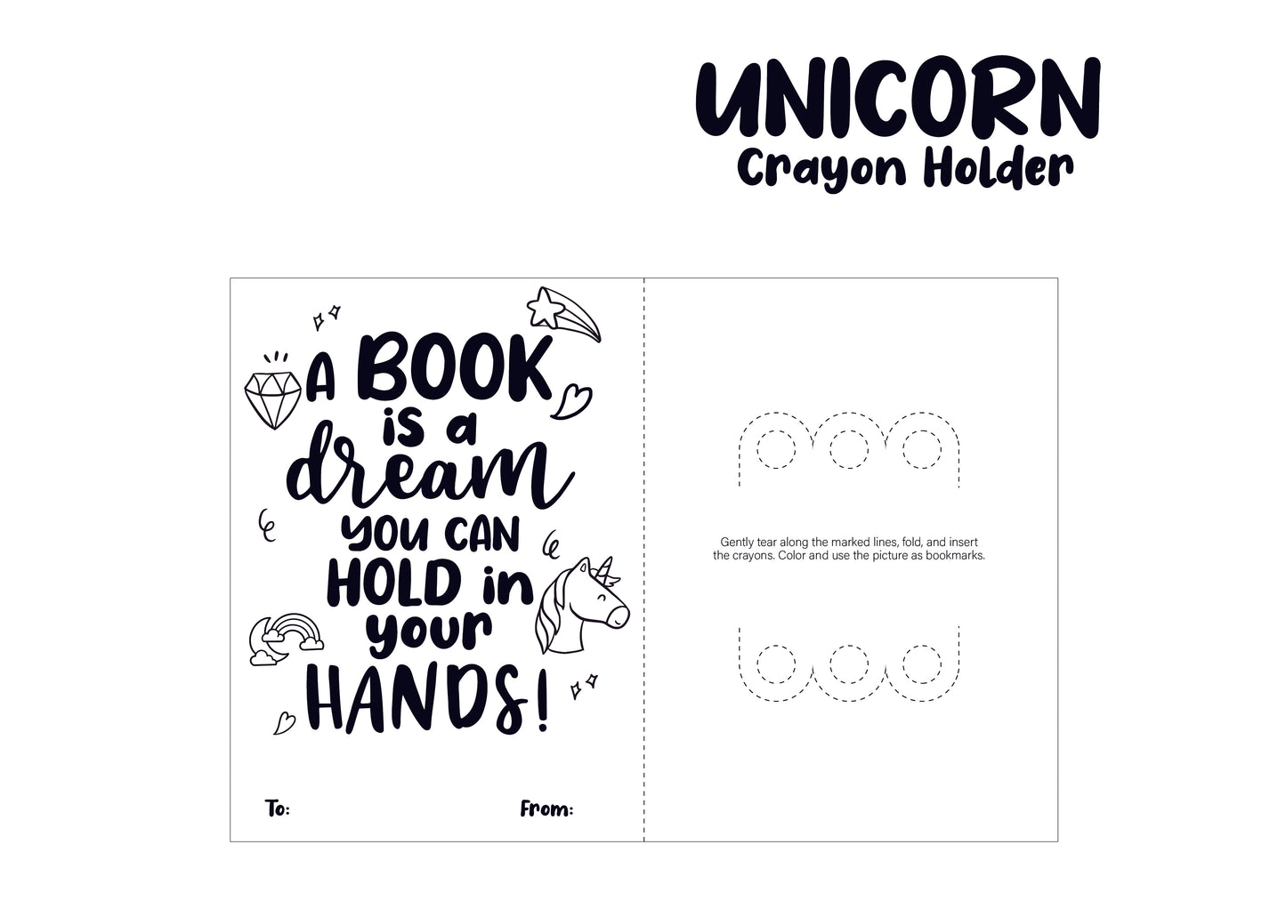 Unicorn-Themed Valentine's Day Crayon Holders Cards