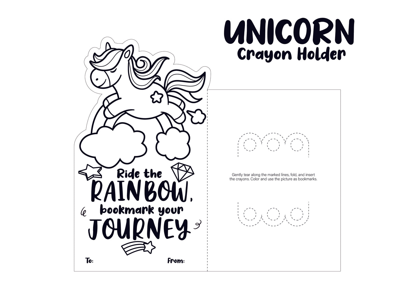 Unicorn-Themed Valentine's Day Crayon Holders Cards