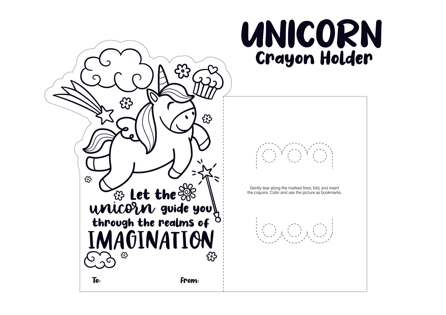 Unicorn-Themed Valentine's Day Crayon Holders Cards