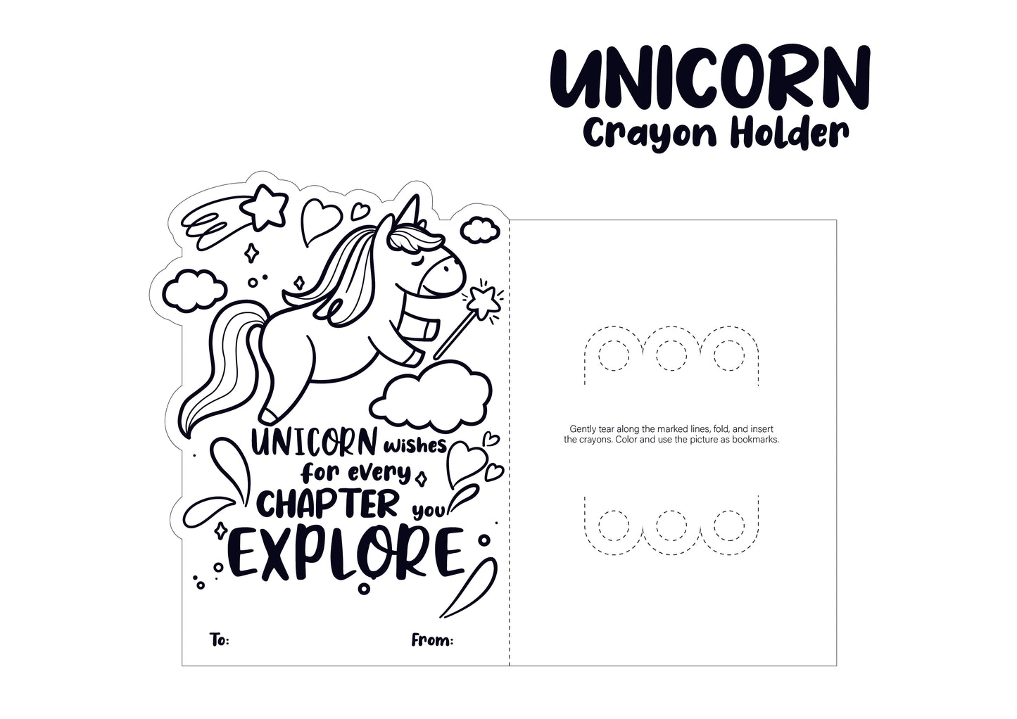 Unicorn-Themed Valentine's Day Crayon Holders Cards