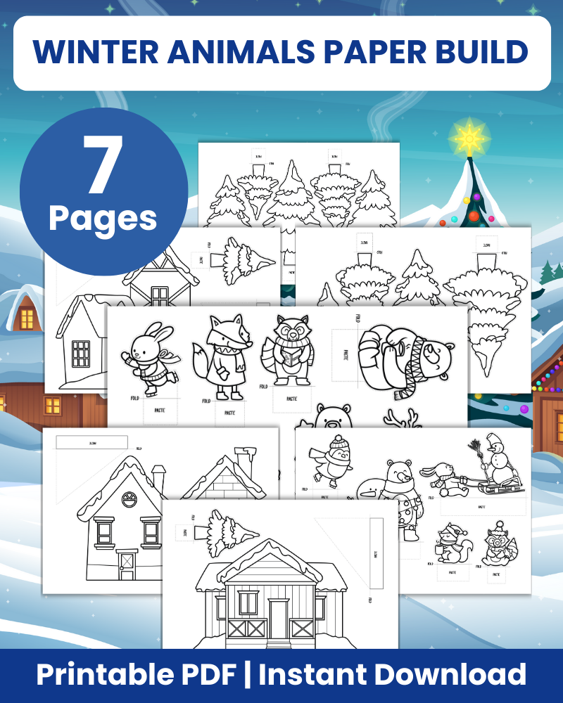 Winter Animals Paper Build Printable