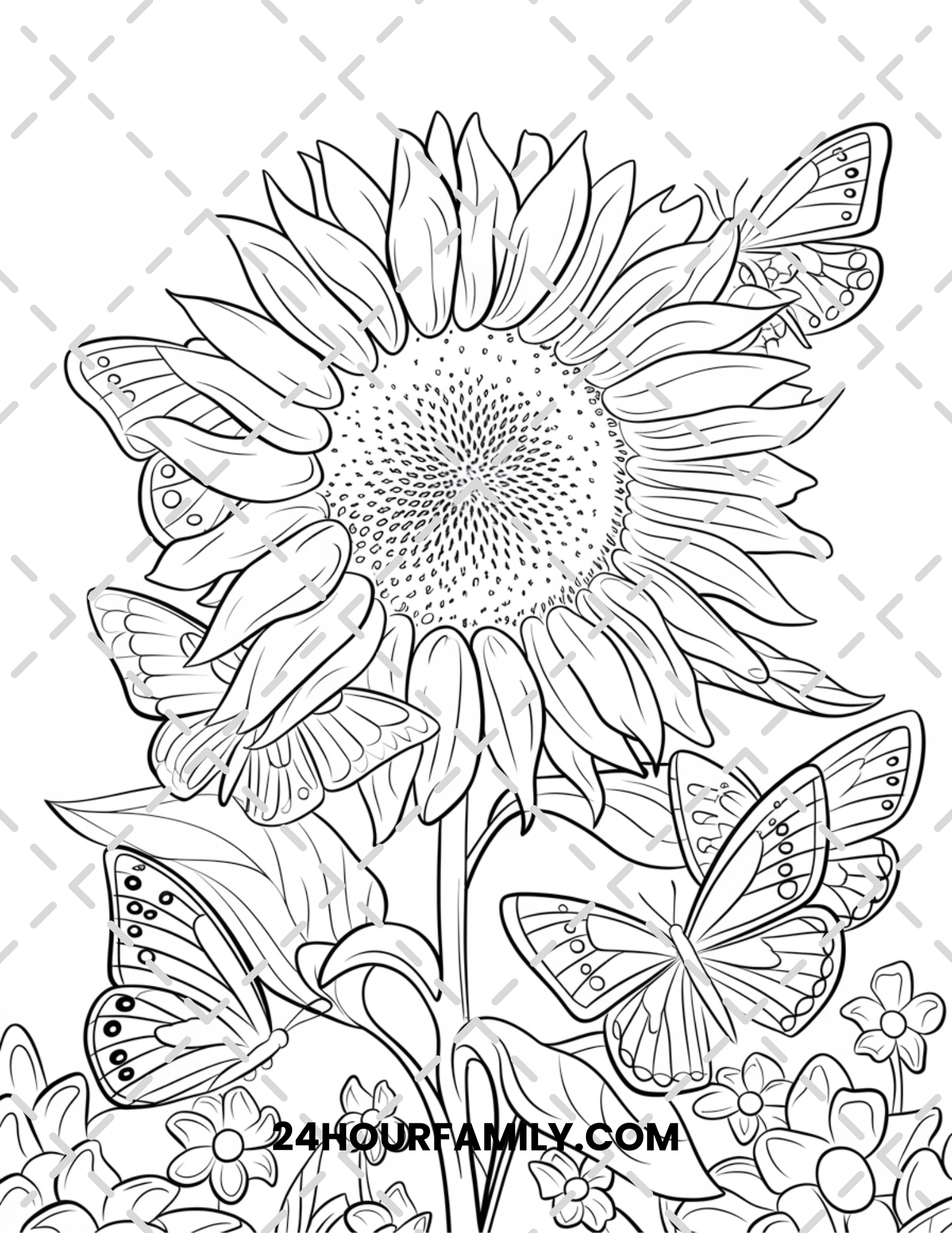 sunflower coloring pages for adult