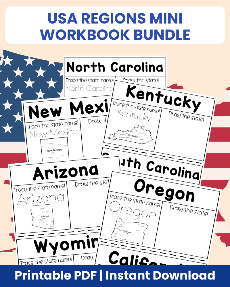 USA regions mini workbook bundle