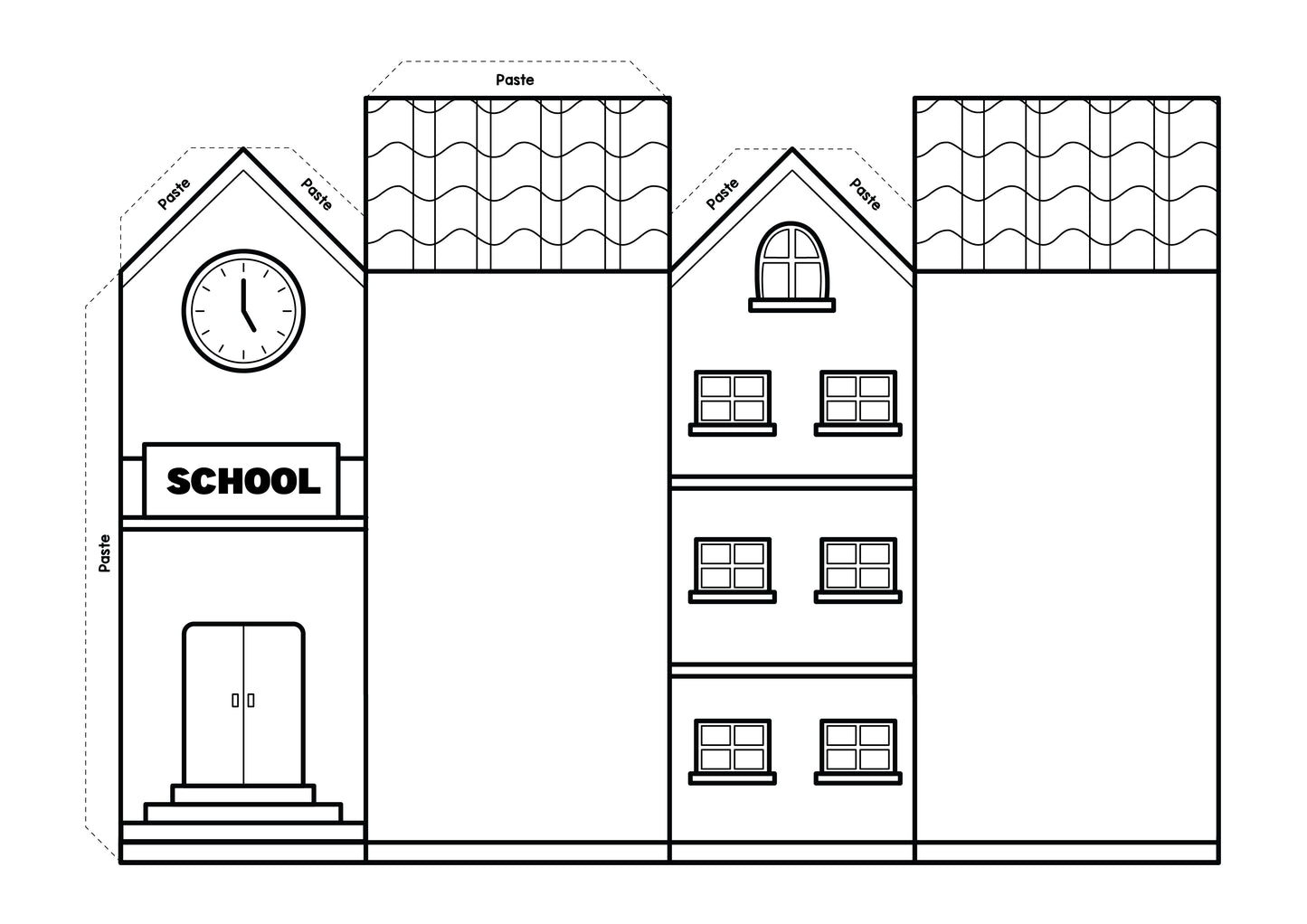 back to school paper craft printable build a school bus, build a school building build a cafeteria build a library