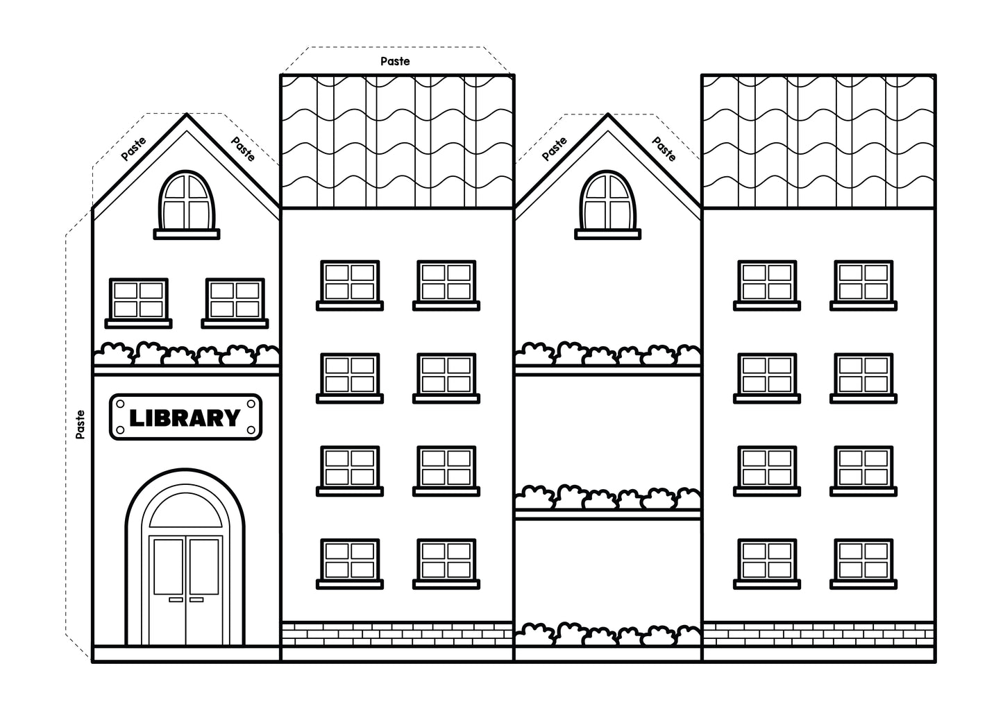 back to school paper craft printable build a school bus, build a school building build a cafeteria build a library
