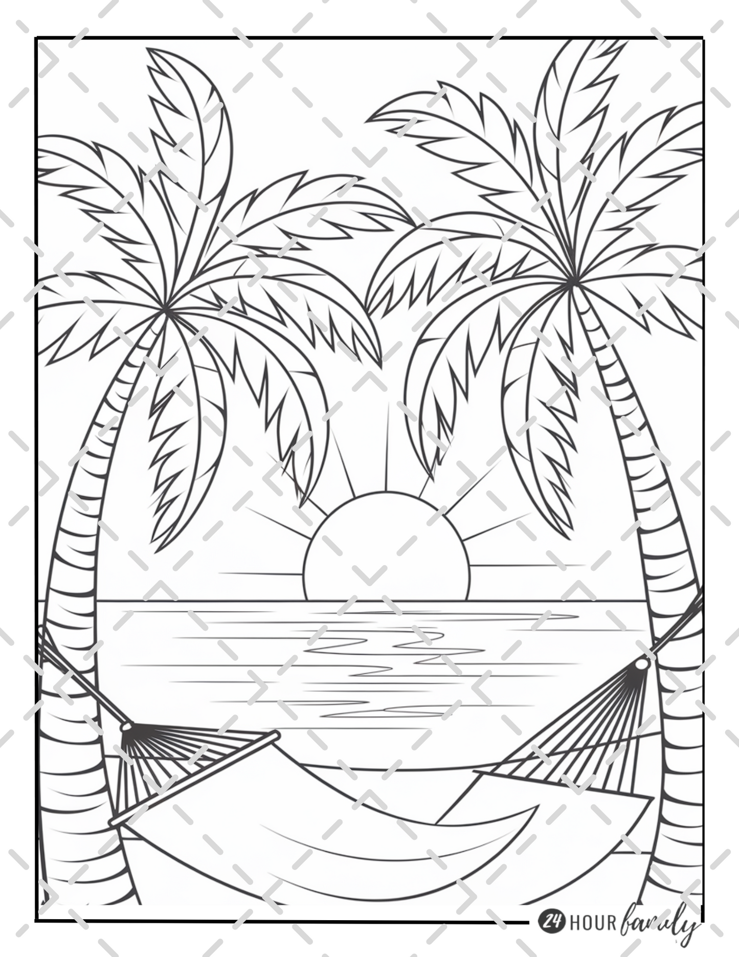 beach sunset coloring pages