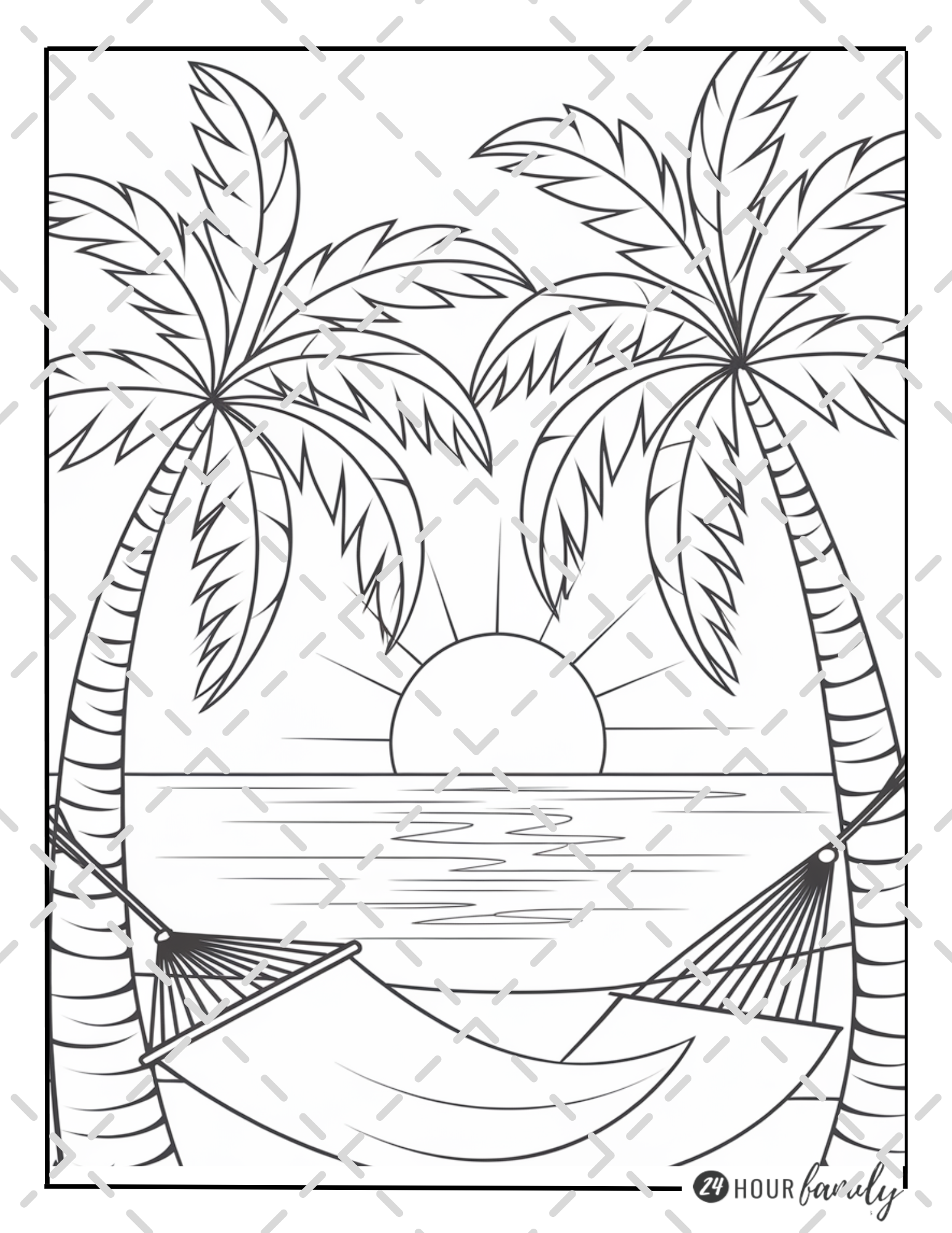 beach sunset coloring pages