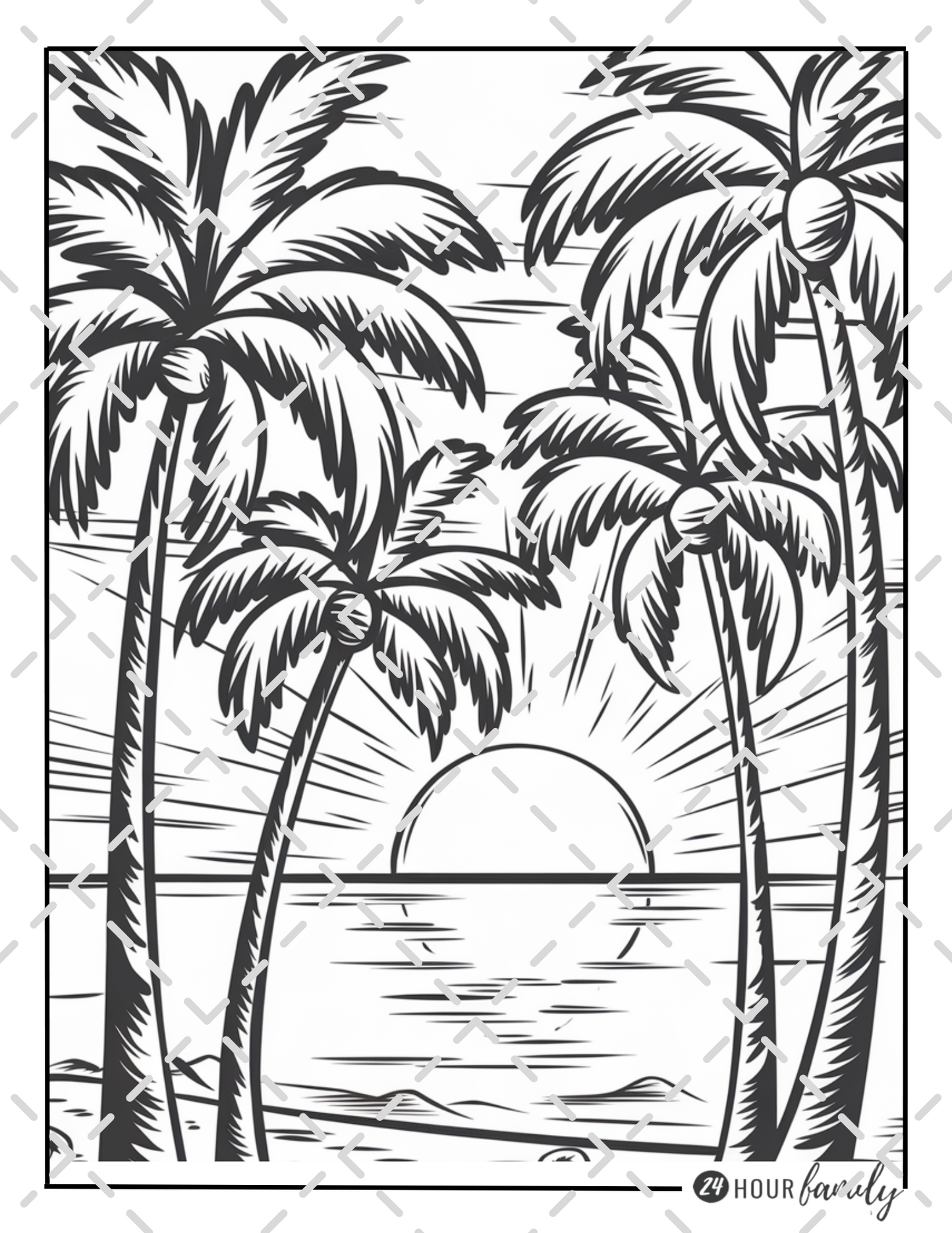 beach sunset coloring pages