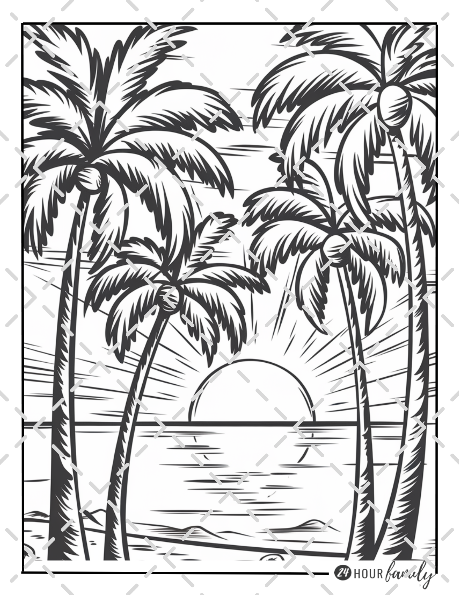 beach sunset coloring pages
