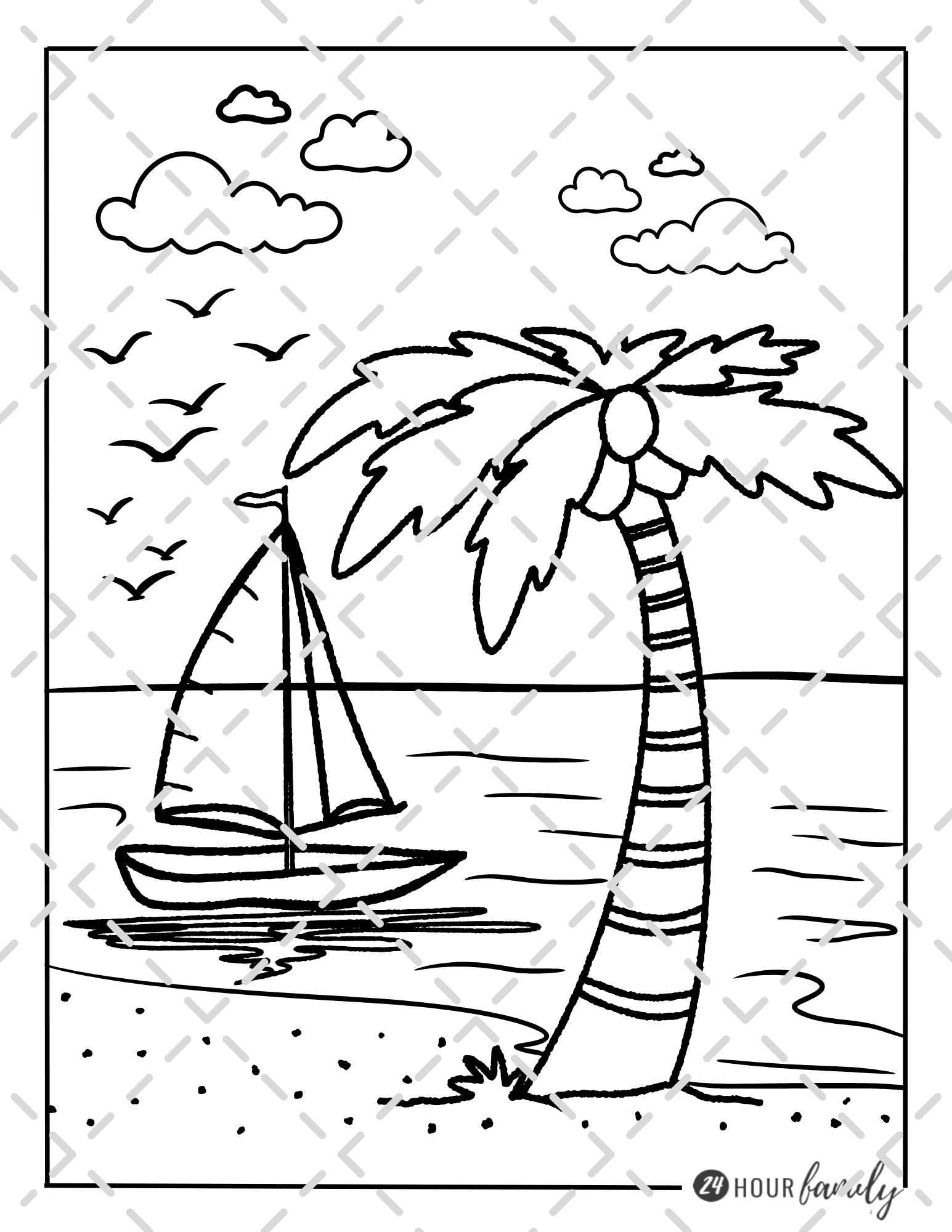 beach sunset coloring pages