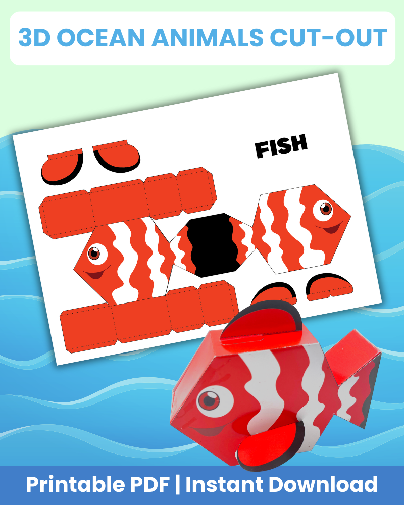 3d ocean animals cut out printable