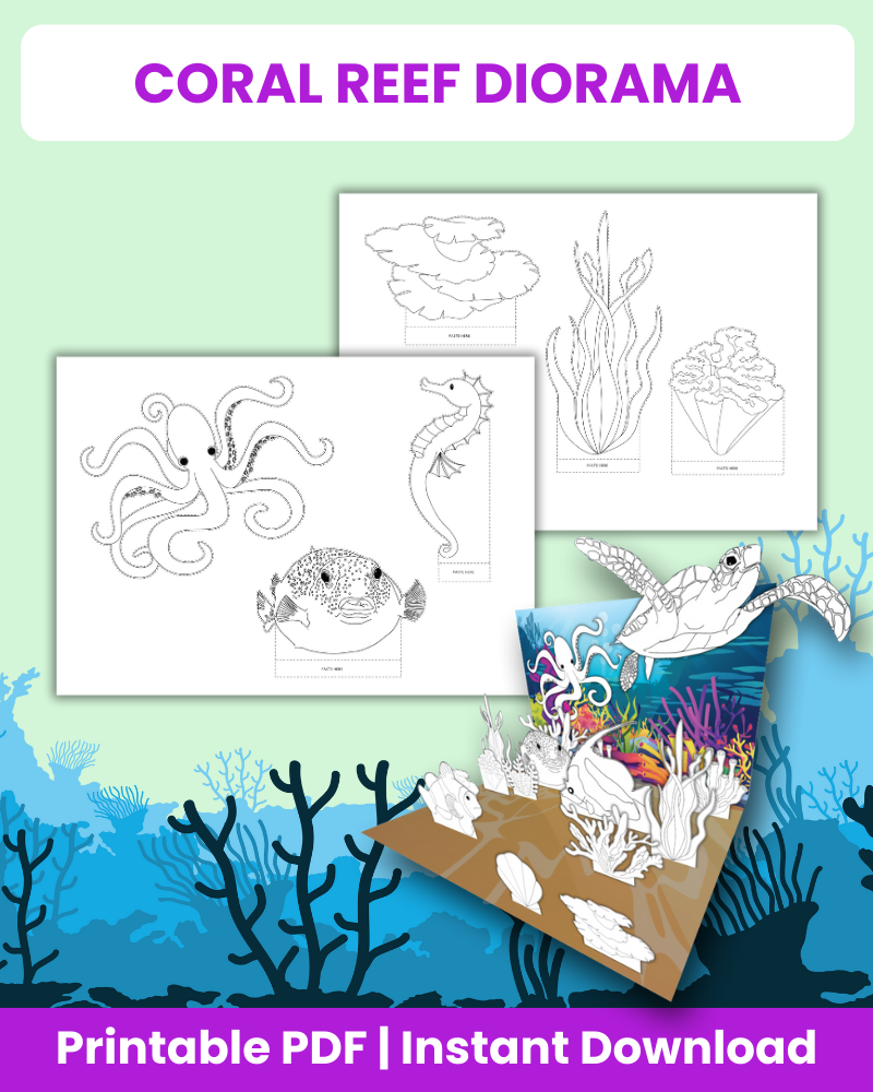 Printable Coral Reef Diorama (7 Pages) – 24hourprintables.com