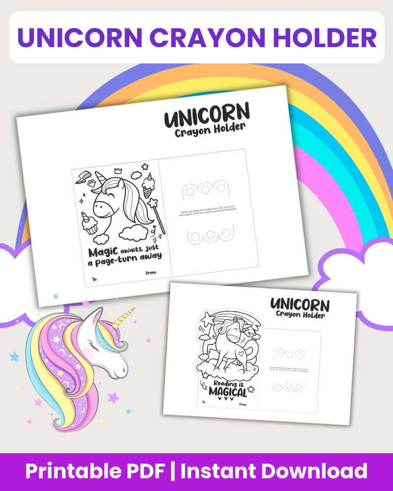 unicorn crayon holder printable crafts