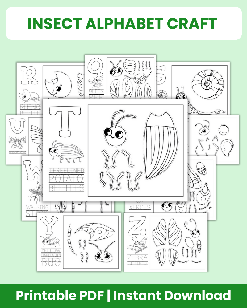Creatures Insects Letters Insect Alphabet Printable - 26 Pages – 24hourprintables.com