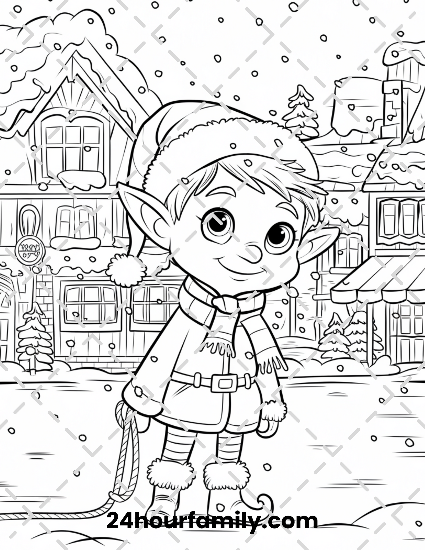 festive elf coloring pages