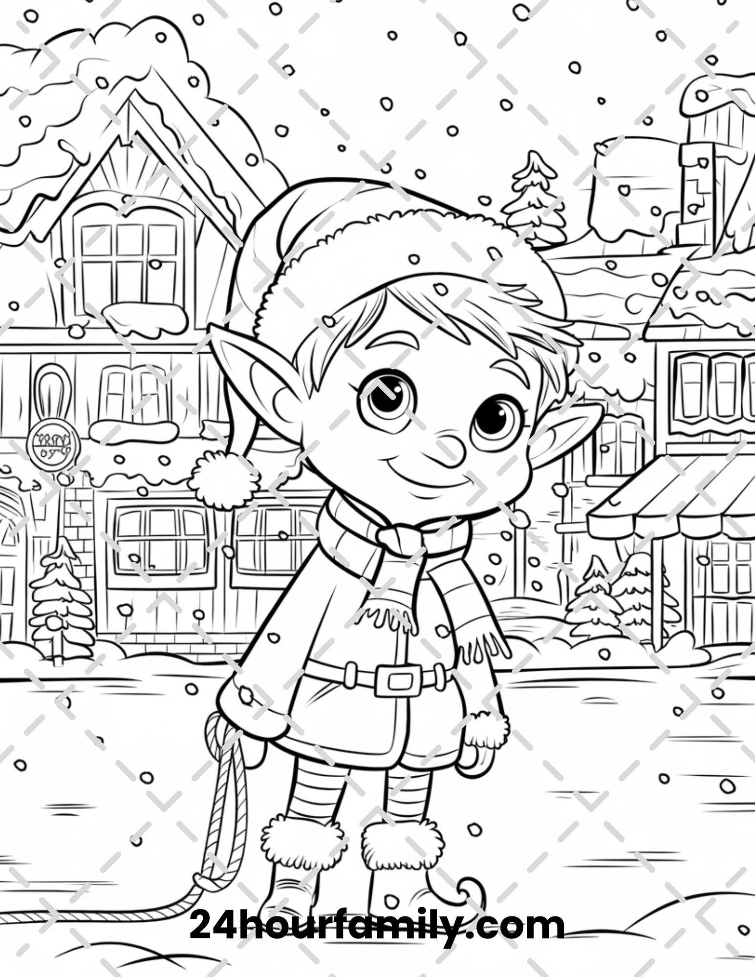 festive elf coloring pages