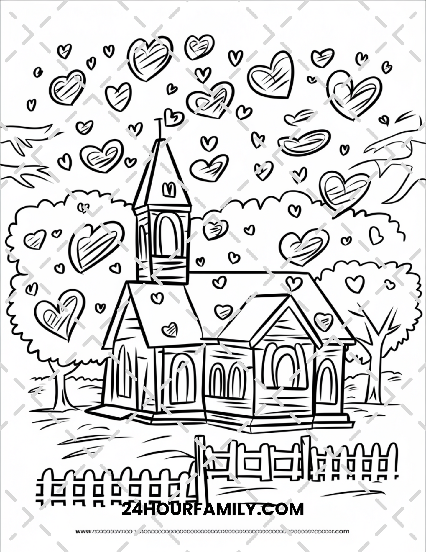 church valentine's coloring pages