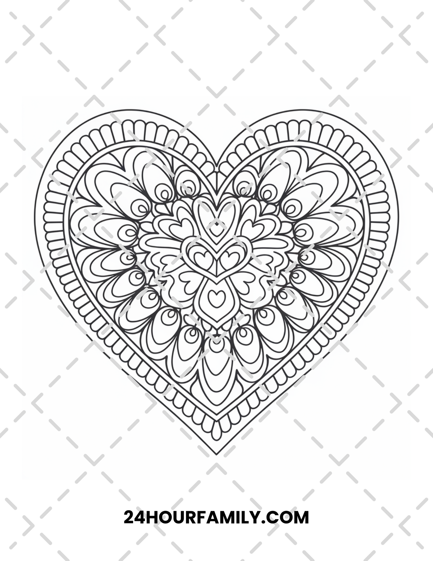 bold heart mandala coloring pages
